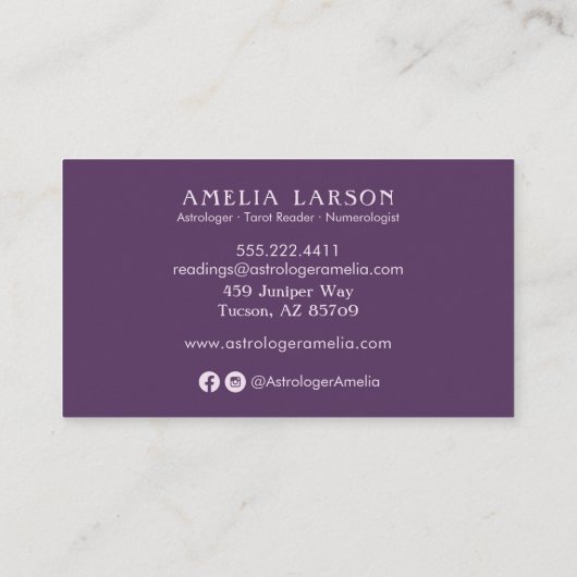 Astrologer Cosmic Moon en Planets met handen Visitekaartje (Achterkant)
