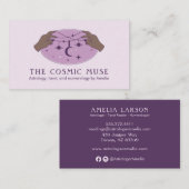 Astrologer Cosmic Moon en Planets met handen Visitekaartje (Voorkant / Achterkant)