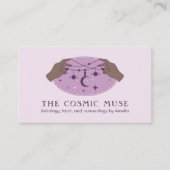 Astrologer Cosmic Moon en Planets met handen Visitekaartje (Voorkant)
