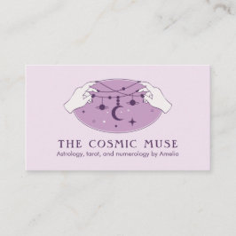 Astrologer Cosmic Moon en sterren met handen Visitekaartje