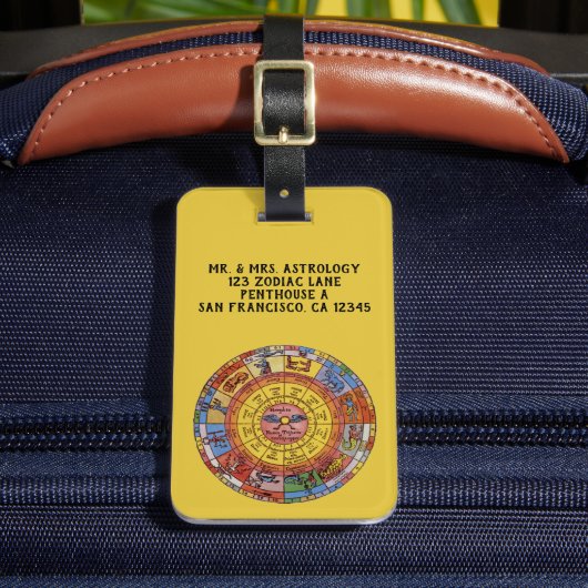  Astrologie, Antiek hemelse Zodiac Wheel Bagagelabel (Voorkant Insitu 2)