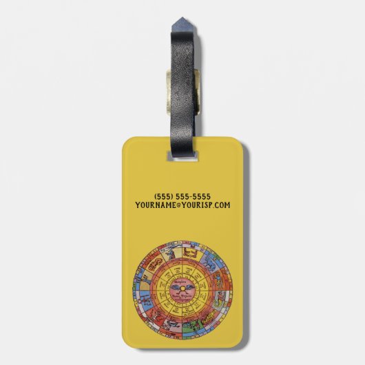  Astrologie, Antiek hemelse Zodiac Wheel Bagagelabel (Achterkant verticaal)