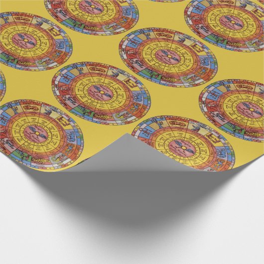  Astrologie, Antiek hemelse Zodiac Wheel Cadeaupapier (Hoek)