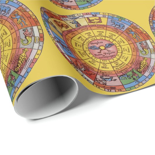  Astrologie, Antiek hemelse Zodiac Wheel Cadeaupapier (Rol Hoek)