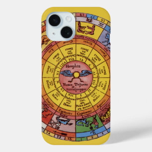  Astrologie, Antiek hemelse Zodiac Wheel iPhone 15 Case