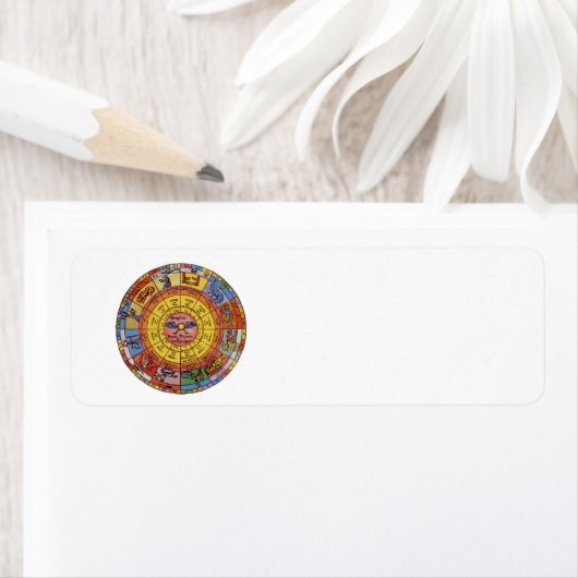  Astrologie, Antiek hemelse Zodiac Wheel Etiket (Insitu)