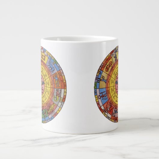 Astrologie, Antiek hemelse Zodiac Wheel Grote Koffiekop (Voorkant)