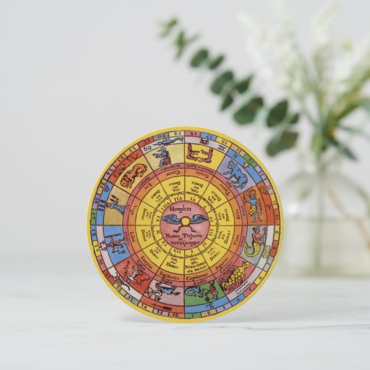 Astrologie, Antiek hemelse Zodiac Wheel Kaart (Staand voorkant)