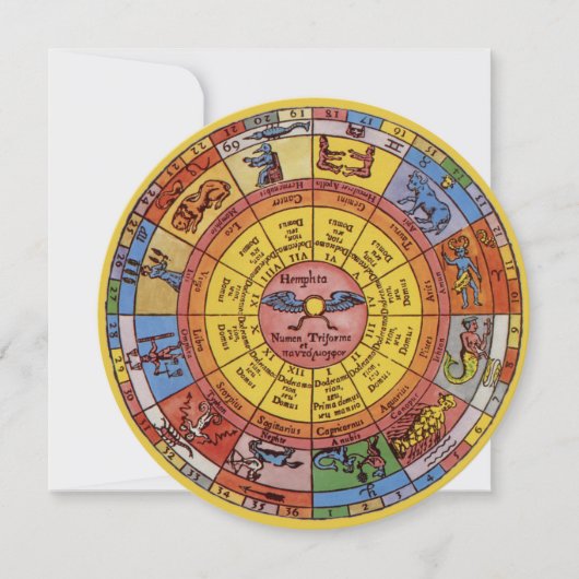 Astrologie, Antiek hemelse Zodiac Wheel Kaart (Voorkant)