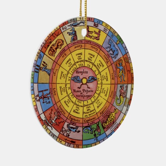 Astrologie, Antiek hemelse Zodiac Wheel Keramisch Ornament (Rechts)