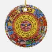  Astrologie, Antiek hemelse Zodiac Wheel Keramisch Ornament (Achterkant)