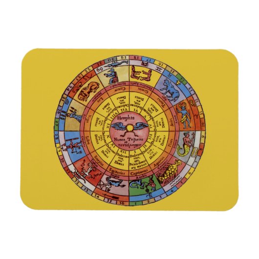  Astrologie, Antiek hemelse Zodiac Wheel Magneet (Horizontaal)