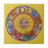  Astrologie, Antiek hemelse Zodiac Wheel Tegeltje (Voorkant)