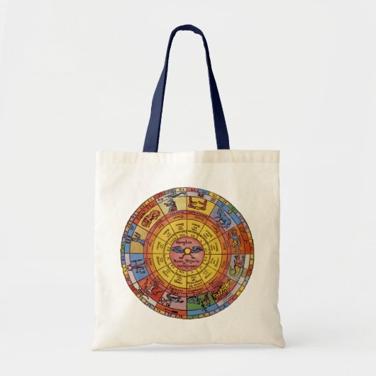  Astrologie, Antiek hemelse Zodiac Wheel Tote Bag (Voorkant)