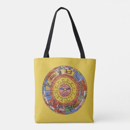 Astrologie, Antiek hemelse Zodiac Wheel Tote Bag (Achterkant)