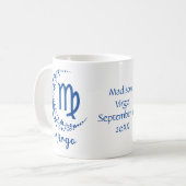 Astrologie Birthday Blue White, virgo dierentuin Koffiemok (Voorkant links)