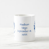 Astrologie Birthday Blue White, virgo dierentuin Koffiemok (Center)