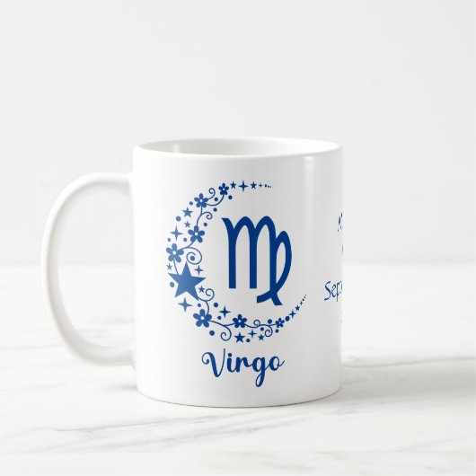 Astrologie Birthday Blue White, virgo dierentuin Koffiemok (Links)