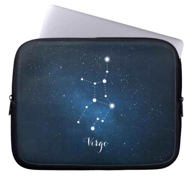 Astrologie Blue Nebula Virgo Zodiab Sign Laptop Sleeve (Voorkant)