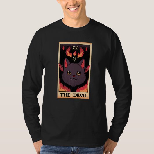 Astrologie De duivel kat Tarot Kaart Reader Esoter T-shirt (Voorkant)