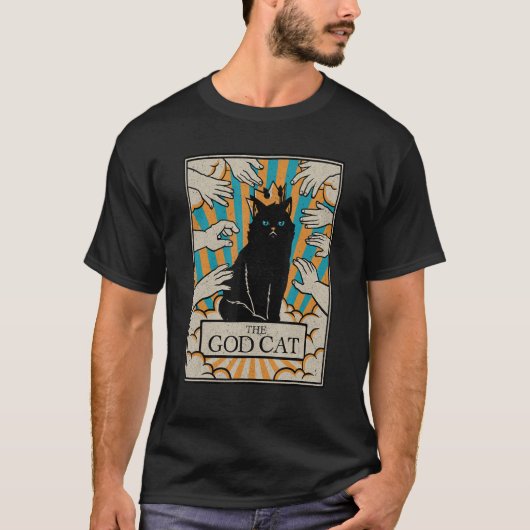 Astrologie De godCat Gothic Tarot Kaart Reader Wit T-shirt (Voorkant)