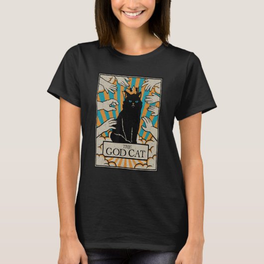 Astrologie De godCat Gothic Tarot Kaart Reader Wit T-shirt (Voorkant)