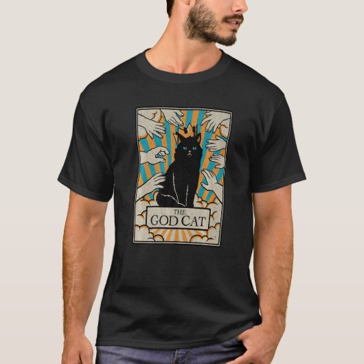 Astrologie De godCat Gothic Tarot Kaart Reader Wit T-shirt (Voorkant)