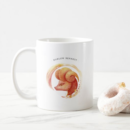 Astrologie dierentuin waterverf | Monogram Koffiemok (Met donut)