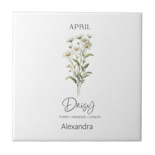 Astrologie Geboorte Maand April   Flower Daisy Tegeltje