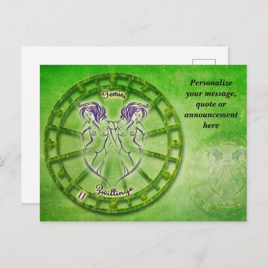 Astrologie Gemini Horoscoop Personaliseer Bericht Aankondigingskaart (Voorkant / Achterkant)