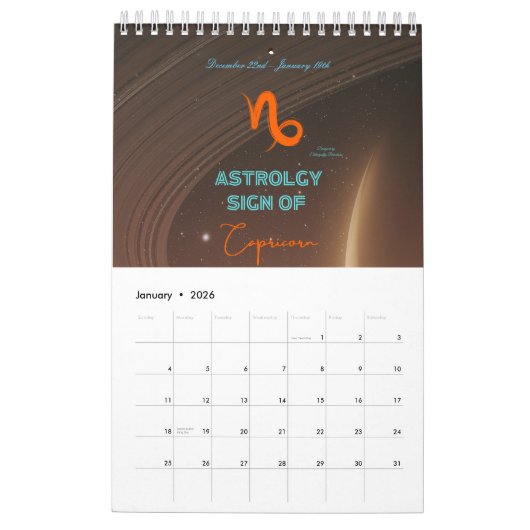 Astrologie Kalender met planeten (Jan 2026)