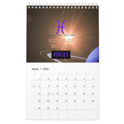 Astrologie Kalender met planeten (Mar 2026)