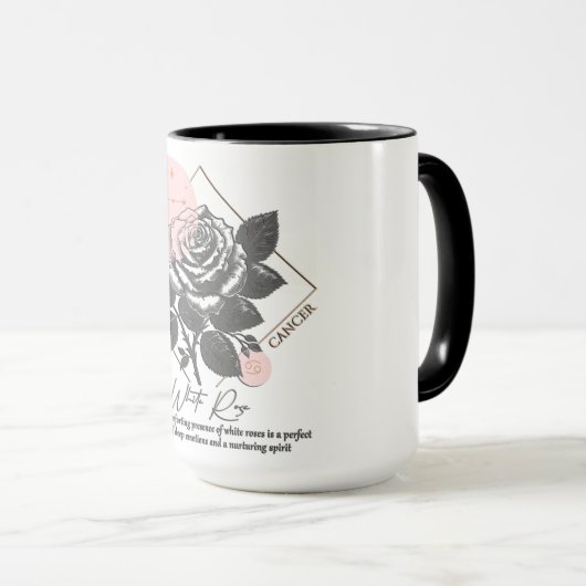 Astrologie/Kanker Dierenriem Teken Bloem Witte Roo Mok (Voorkant rechts)