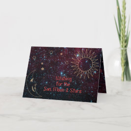Astrologie Kerst Zon Maan Sterren Glitter New Age Feestdagen Kaart