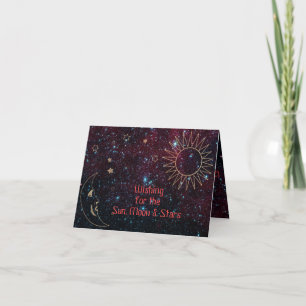 Astrologie Kerst Zon Maan Sterren Glitter New Age Feestdagen Kaart