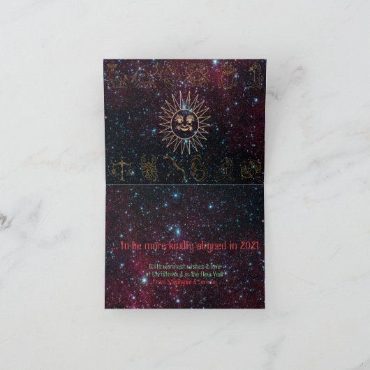 Astrologie Kerst Zon Maan Sterren Glitters New Age Feestdagen Kaart (Binnen)