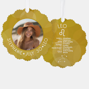 Astrologie Leo Zodiac Sign Foto Aangepaste Verjaar Ornament Kaart