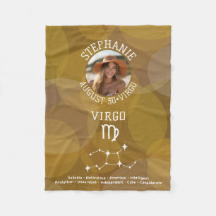 Astrologie Maagd Zodiac Sign Foto Aangepaste geboo Fleece Deken