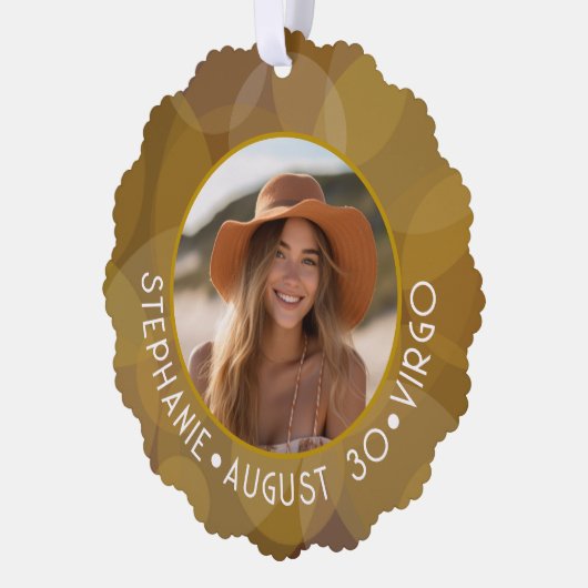 Astrologie Maagd Zodiac Sign Foto Aangepaste geboo Ornament Kaart (Links)