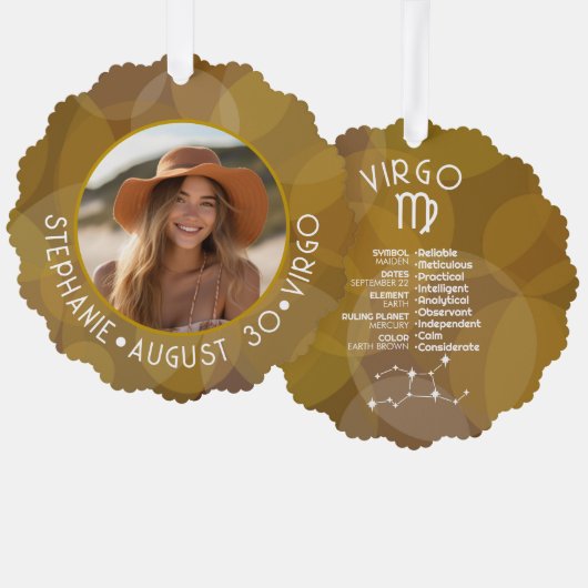 Astrologie Maagd Zodiac Sign Foto Aangepaste geboo Ornament Kaart (Voorkant / Achterkant)