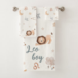 Astrologie ontwerp: Waterverf Leo Zodiac Sign Bad Handdoek