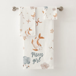 Astrologie ontwerp: Waterverf Vissen Zodiac Sign Bad Handdoek