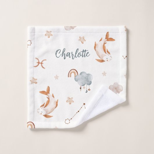 Astrologie ontwerp: Waterverf Vissen Zodiac Sign Bad Handdoek (Wasdoekje)
