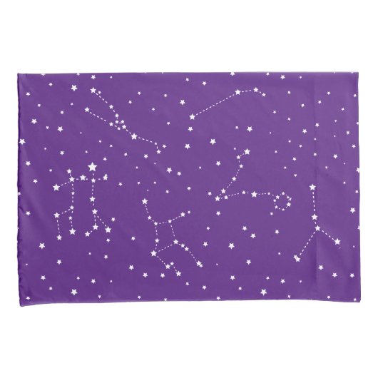 Astrologie Paarse witte sterren sterrenbeeld Kussensloop (Voorkant-Rechts)