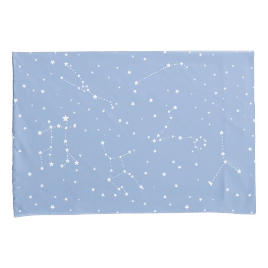 Astrologie Pastel Blauw Wit Sterren Constellatie Kussensloop (Voorkant-Rechts)