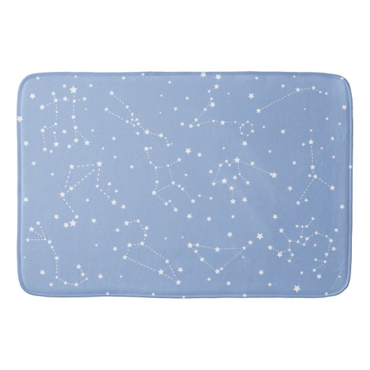 Astrologie Pastelblauw Witte Sterren Sterrenbeeld Badmat (Voorkant)