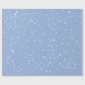 Astrologie Pastelblauw Witte Sterren Sterrenbeeld Cadeaupapier (Vlak)