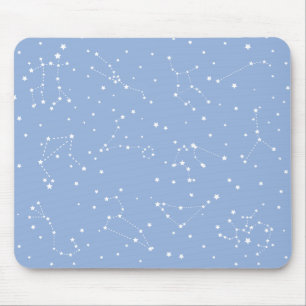 Astrologie Pastelblauw Witte Sterren Sterrenbeeld Muismat