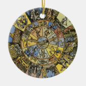  astrologie, renaissance Zodiac Wheel, 1555 Keramisch Ornament (Voorkant)