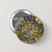  astrologie, renaissance Zodiac Wheel, 1555 Ronde Button 5,7 Cm (Voorkant /achterkant)